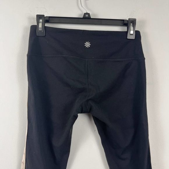 Athleta Metro Tux Stripe Black Chaturanga Ankle Zip Side Stripe cropped Leggings - Picture 12 of 16